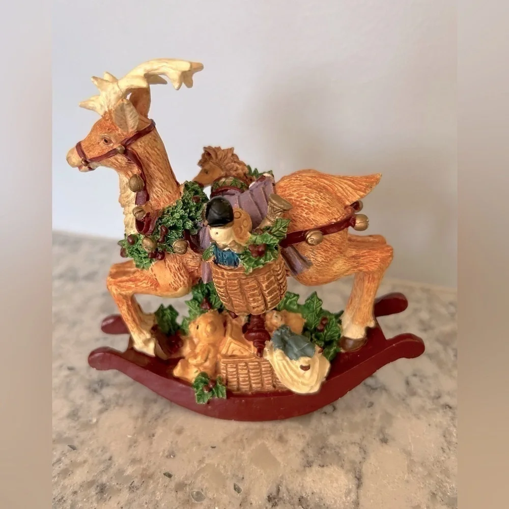 Reindeer Rocking Chair Christmas Figurine